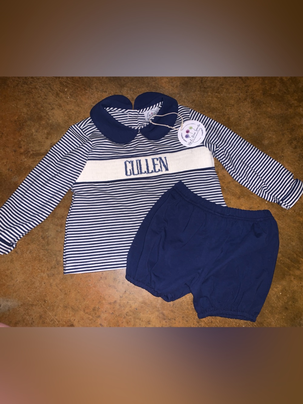 Personalized Navy & White Striped Kids Matching Set - Cullen